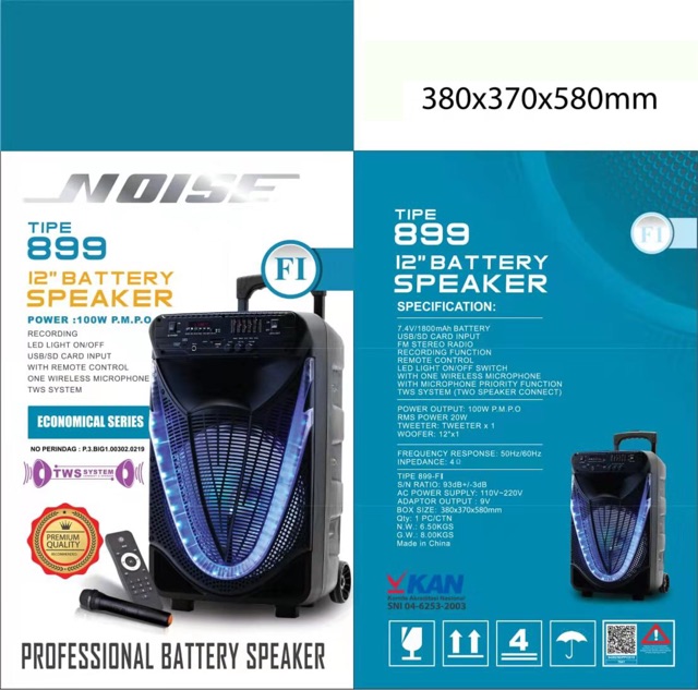 Speaker Portable  Speaker Meeting Wireless Noise 899 FI Original 12 inch Bluetooth