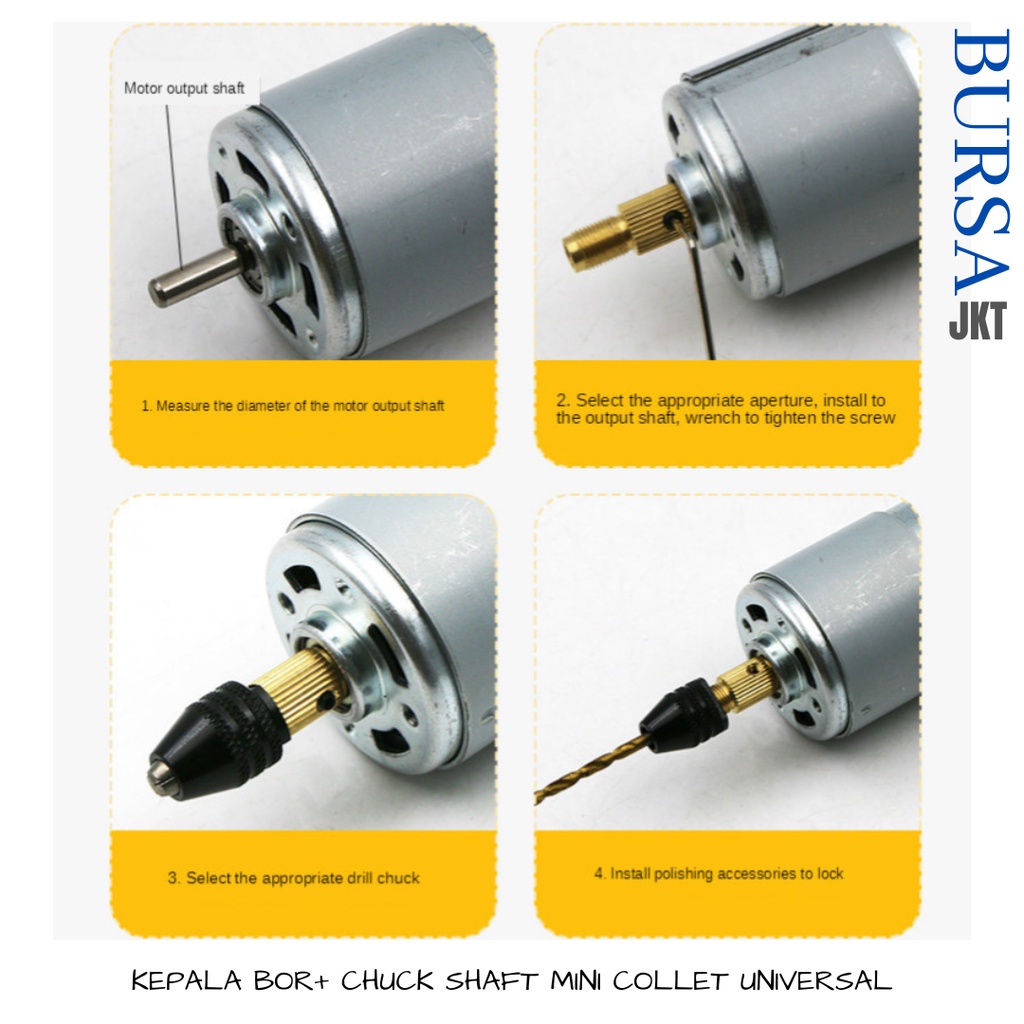KEPALA BOR MINI KEYLESS M7 0.3 - 3.5 MM + DRILL CHUCK MOTOR AS 3.17 MM