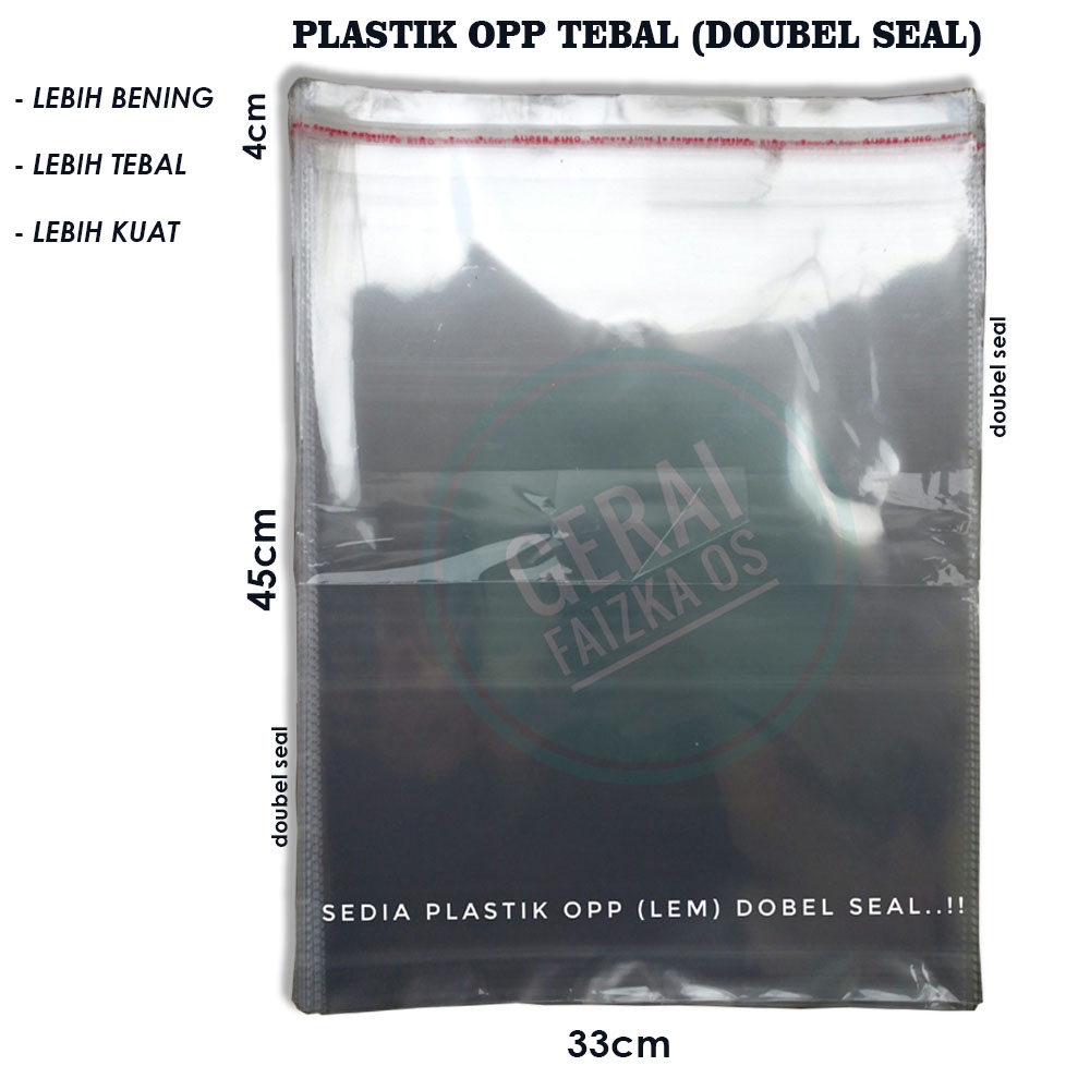 PLASTIK OPP TEBAL DOUBLE SEAL (SEAL/LEM) 33x45 | 40 MICRON
