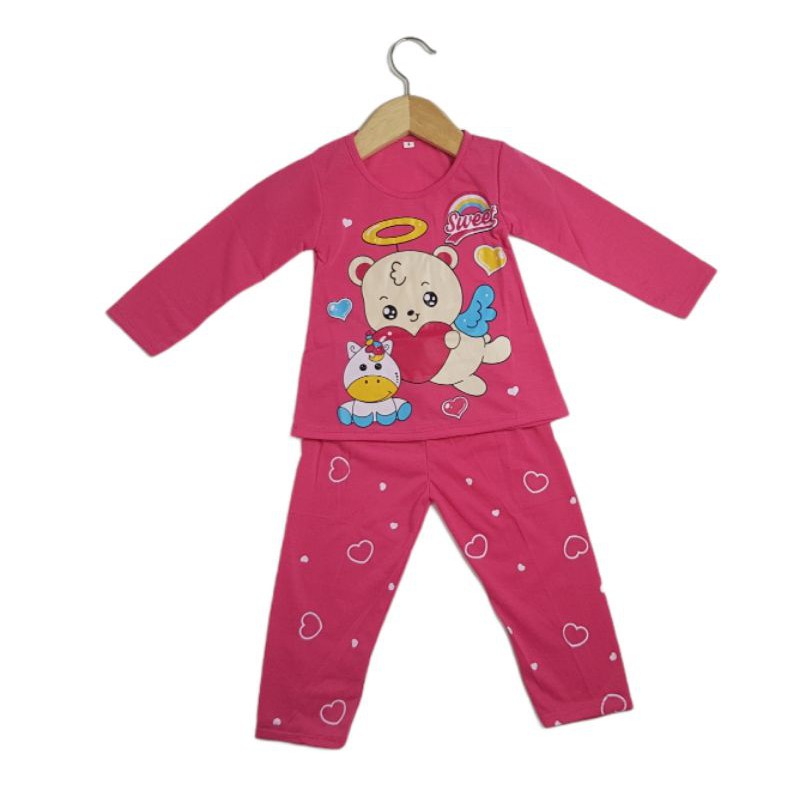 SETELAN SIKUNINH PAKAIAN BAJU ANAK PEREMPUAN 2-7 TAHUN MOTIF BEAR SWEET