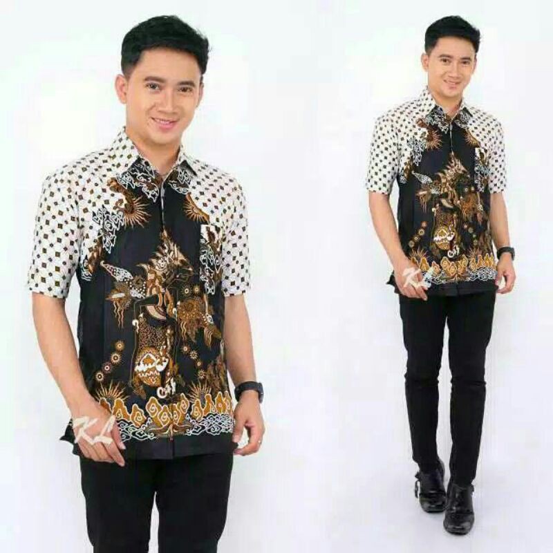 BATIK COUPLE KELUARGA sania ruffle batik ori motit Wayang / Sarimbit batik-Kemeja Pendek