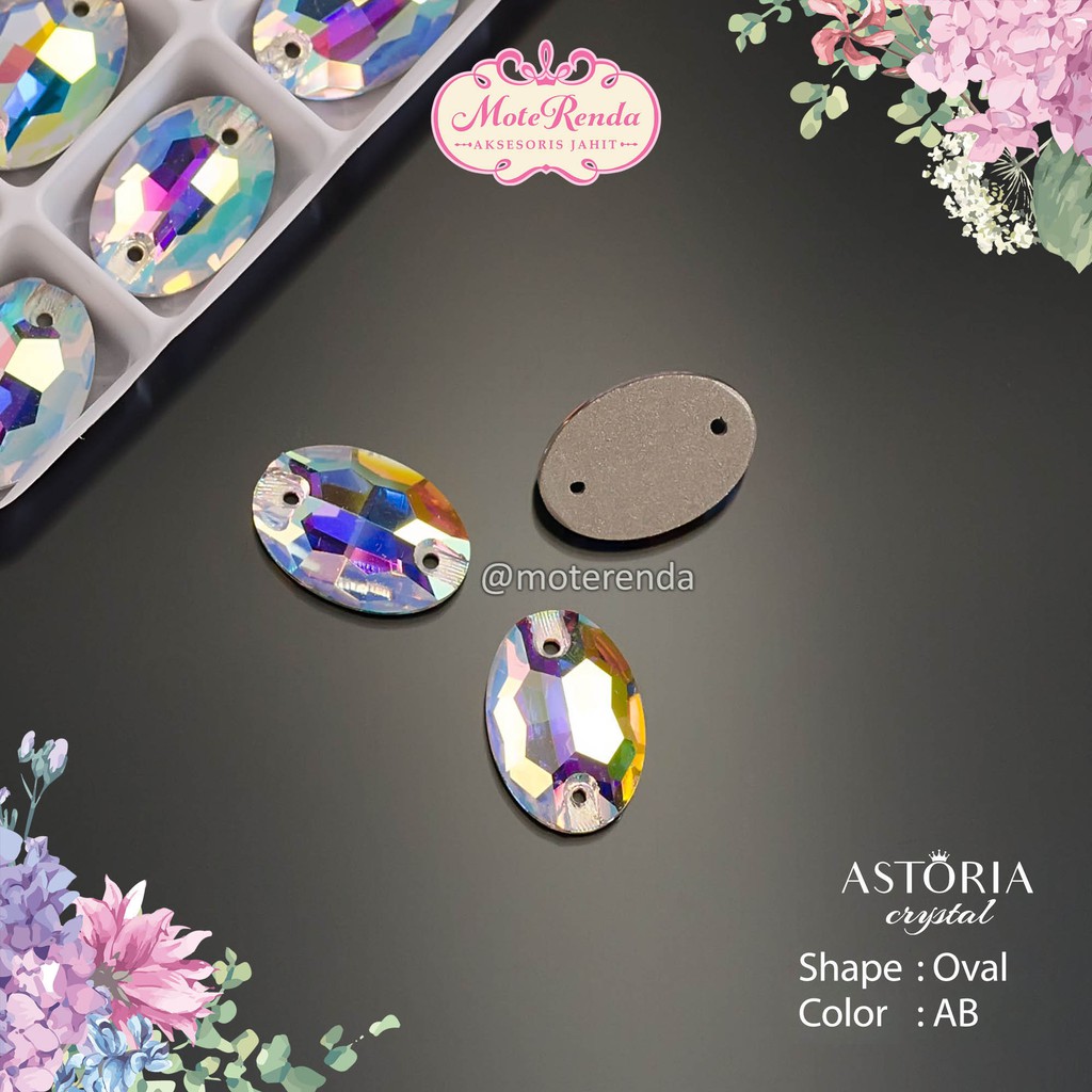 Astoria kristal jahit kaca bentuk oval kode 3OAA/AB