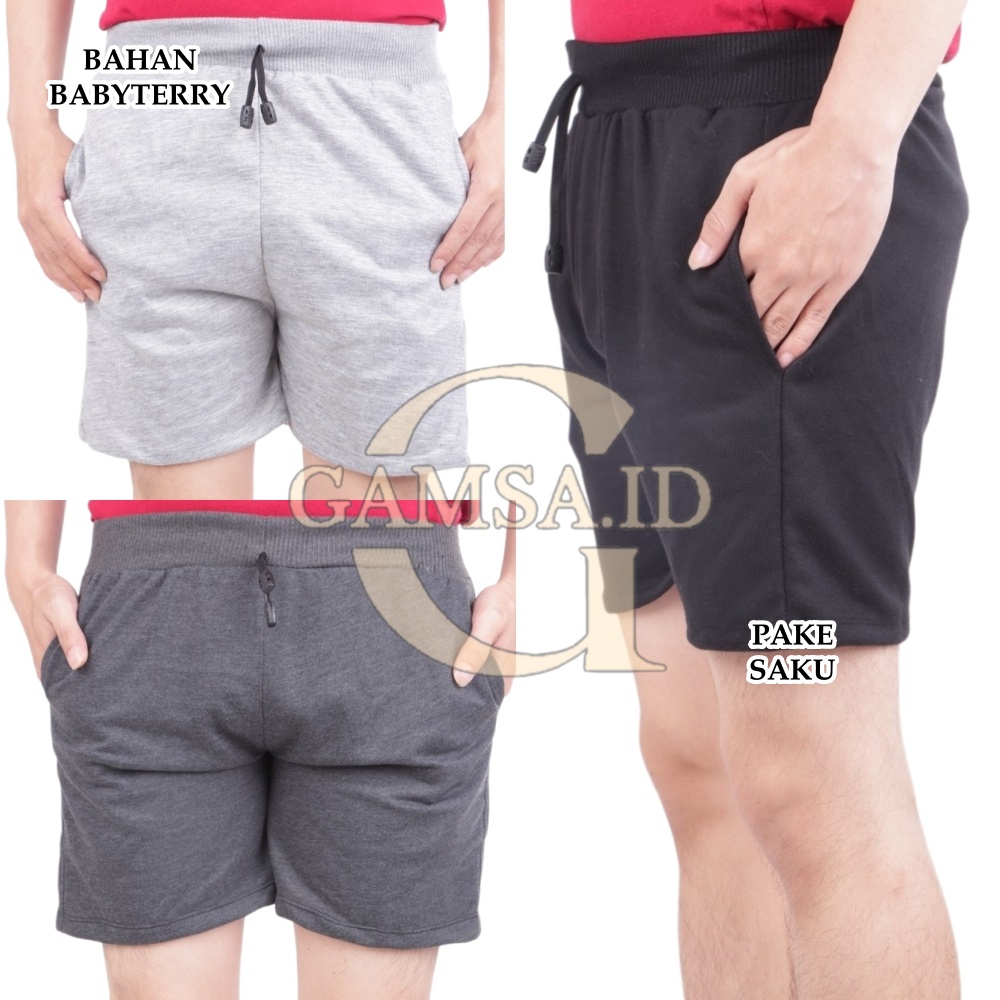 CELANA PENDEK BABYTERRY PRIA WANITA - SHORT PANTS KOLOR PENDEK OLAHRAGA KASUAL PANTAI SANTAI SPORT