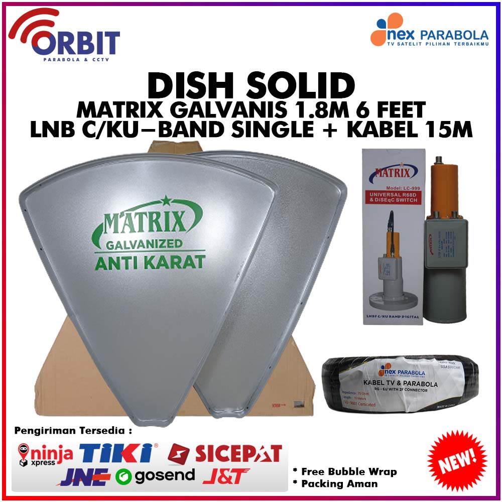 DISH SOLID MATRIX GALVANIS 1.8M 6 FEET + LNB MATRIX C/KU-BAND SINGLE