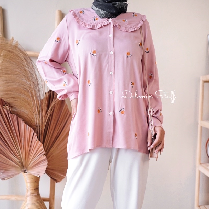 Griselle flower embroidery shirt