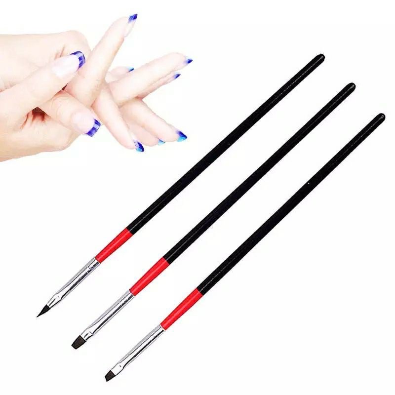 3pcs Acrylic 3d Flower Brush Gel liner Brush Nailart Black Red Kuas Menggambar Nail Art