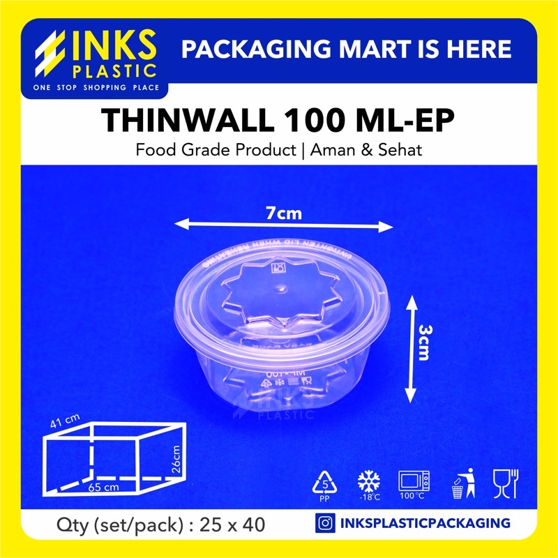 Thinwall Gelas Cup 100 Ml-ep ( 25 Pcs )