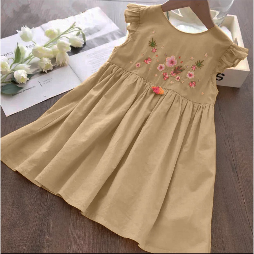 Zahra Dress Anak Perempuan Fiore Bahan Katun | Pakaian Anak Terlaris Umur 1-5 Tahun