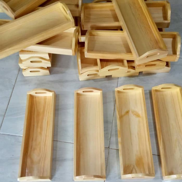 Baki Kayu / Nampan Kayu / Tray Kayu Pinus Mini Serbaguna 32 x 10 x 3