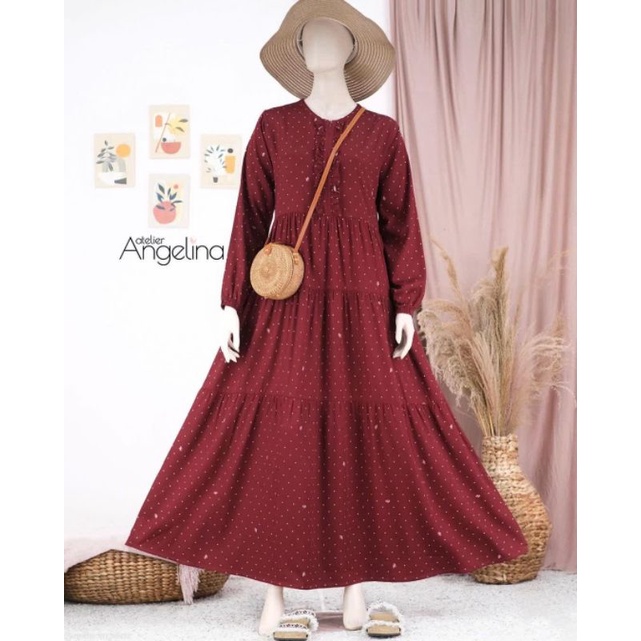Bella Dress - Polkadot Maroon by Atelier Angelina