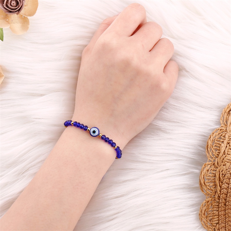 Gelang Tangan Tali Kepang Adjustable Motif Mata Iblis Warna Pink / Biru / Merah Untuk Pria / Wanita / Pasangan