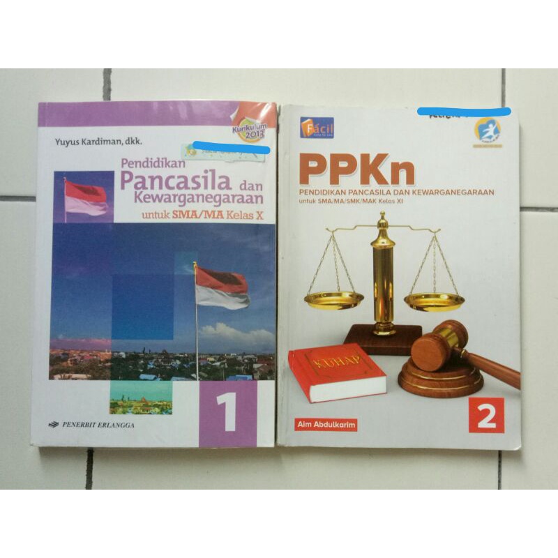 Preloved buku cetak PPKn kelas 10 dan 11 SMA erlangga facil