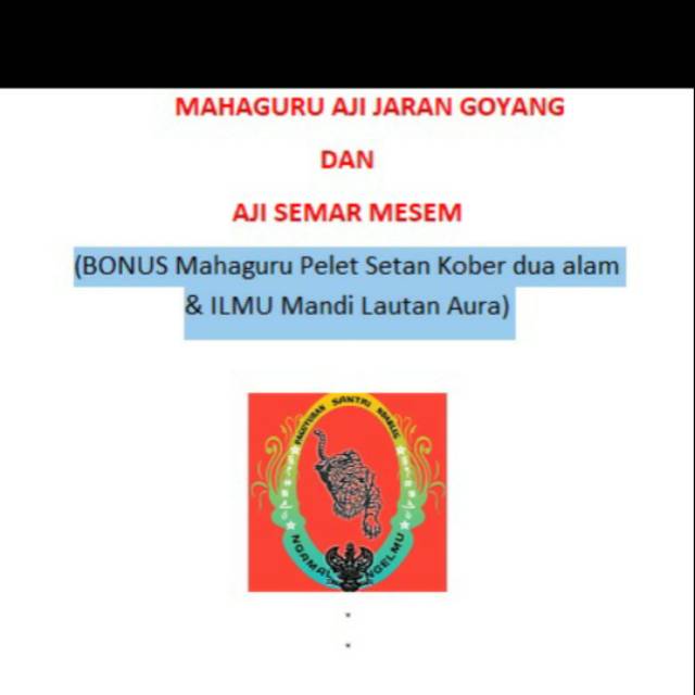 Mahaguru Aji Semar Mesem Aji Jaran Goyang Bonus Pelet Setan Kober 2 Alam Ilmu Mandi Lautan Aura Shopee Indonesia