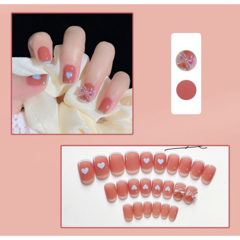 24 pcs kuku palsu cantik,motif pita love