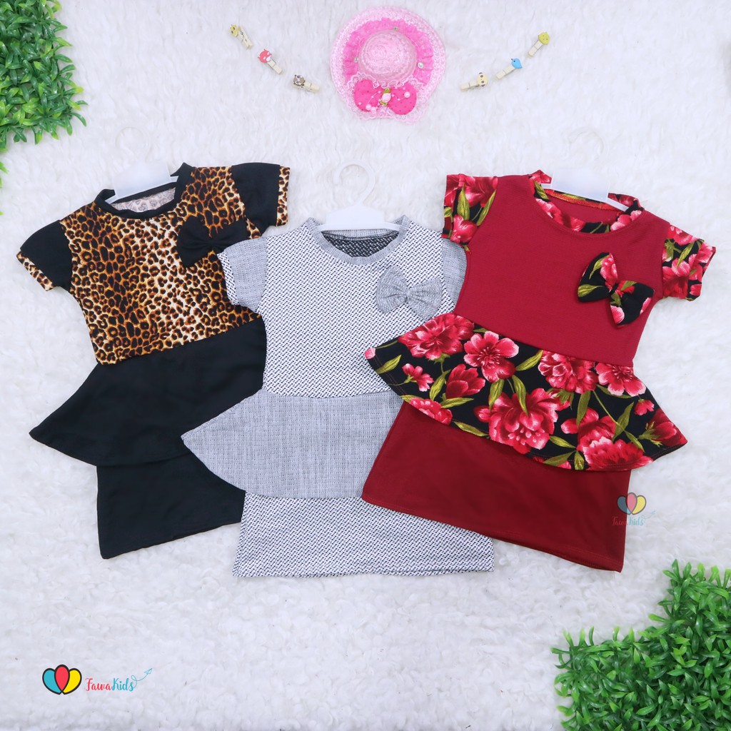 Dress Viona Lengan 1-2 Tahun / Dres Anak Perempuan Motif Lengan Pendek Baju Fashion Kids Pesta Adem