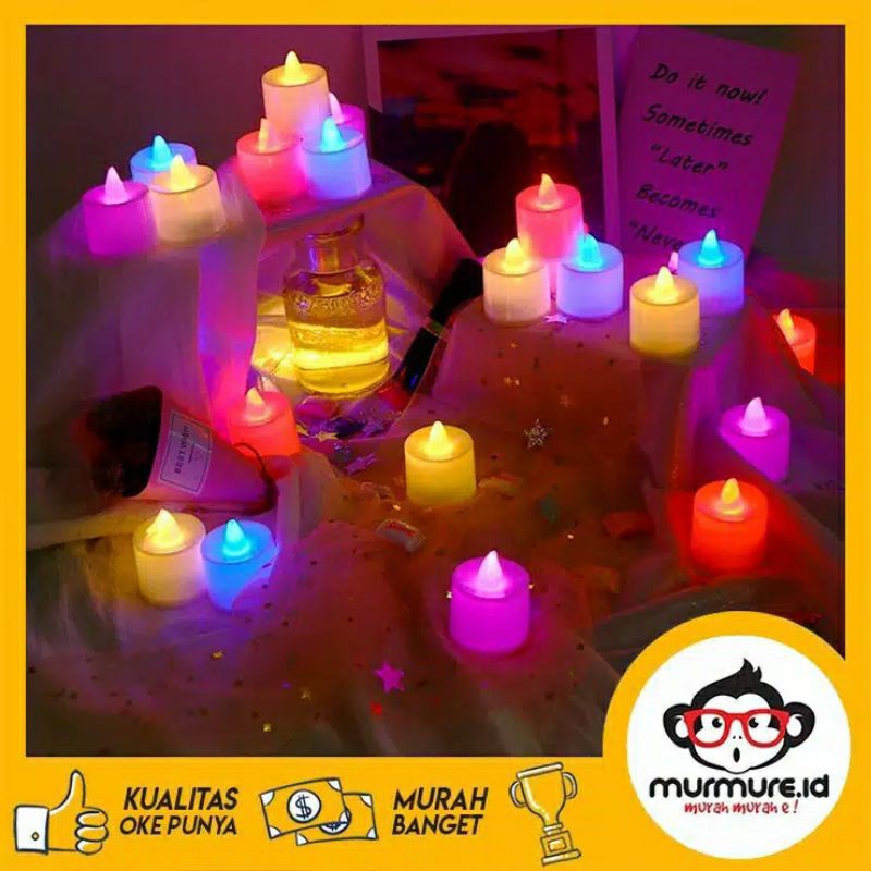 L2 Lilin LED Rainbow | Lilin Lampu Menyala Warna Warni | Lilin Battry Natal | Alat Dekorasi Lampu