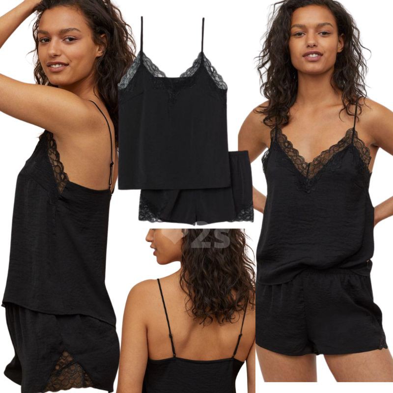 HM HnM satin pajamas piyama setelan camisole