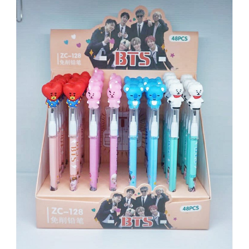 PENSIL BT21 SUSUN KARAKTER BANGTANBOYS PENSIL PELOR IMPORT ALAT TULIS SEKOLAH PENSIL ANAK TERMURAH