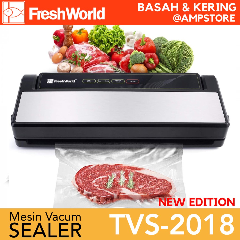 FRESH WORLD TVS-2018 Mesin Vacuum Sealer Komersial Vacum Makanan (Bisa Basah)