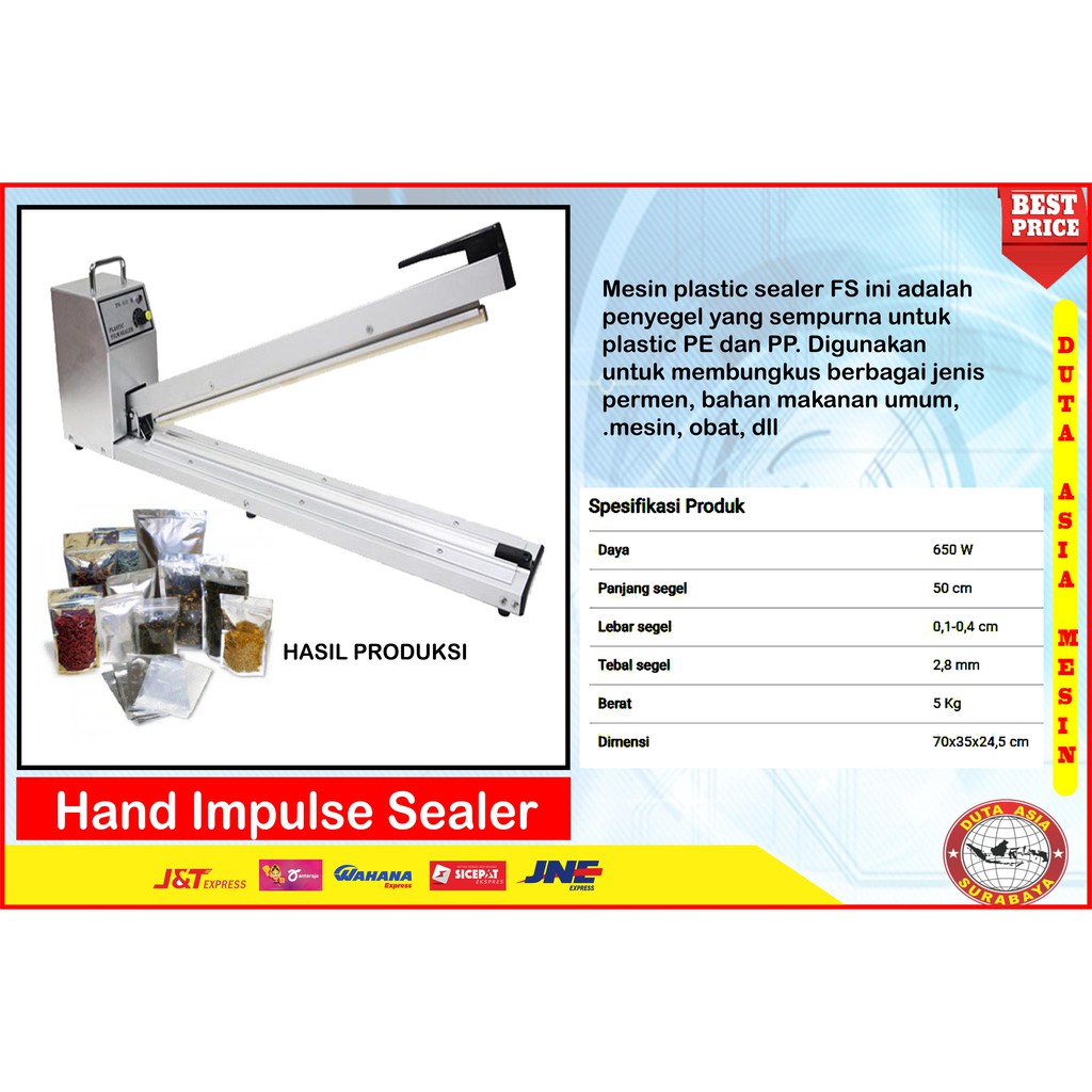 MESIN HAND IMPULSE SEALER 50CM. 2.8mm