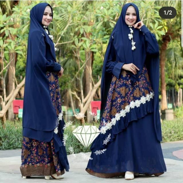 SYARI LUX BATIK RENDA, MOSCREPE, GAMIS HIJAB MUSLIM, DRESS