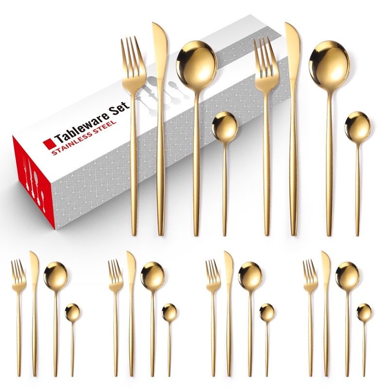 set cutlery isi 24 pcs GOLD // set alat makan