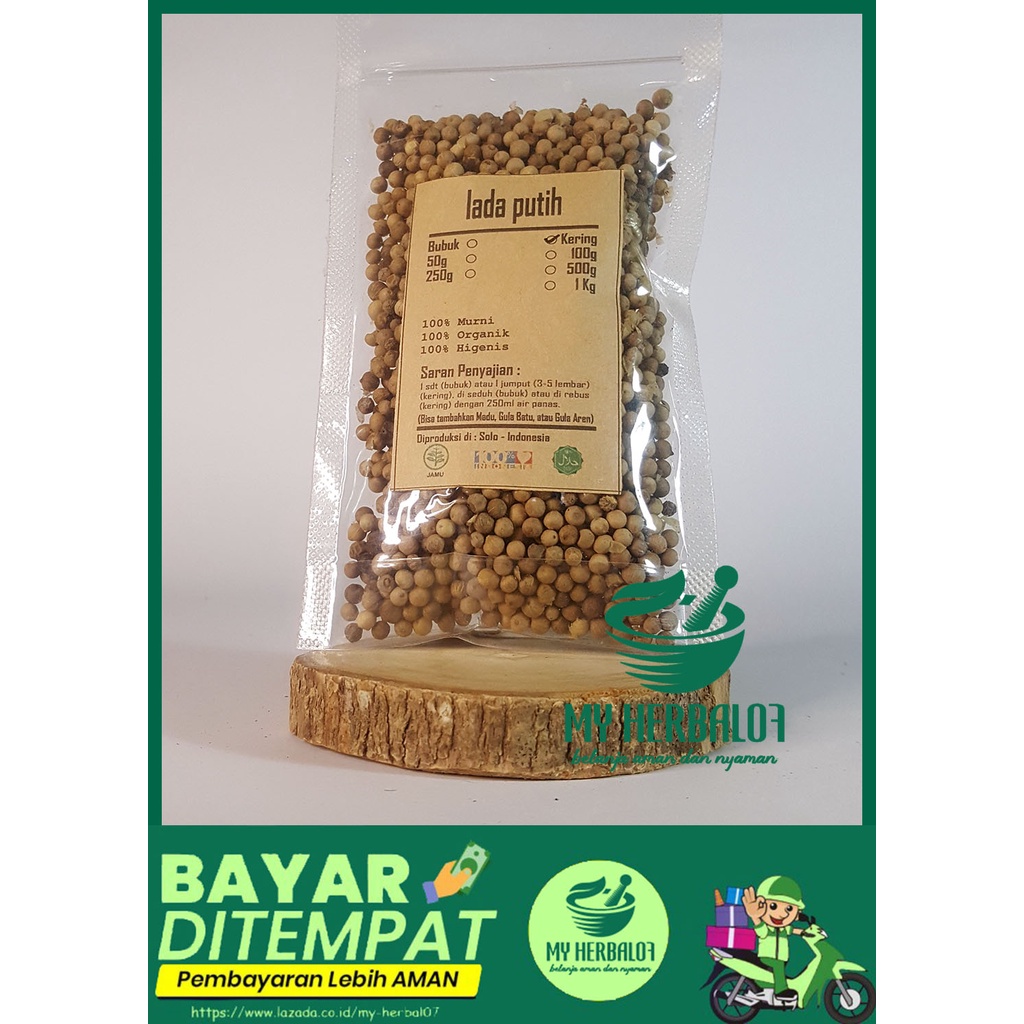 Obat Herbal Jamu Lada Putih Kering Murni Tanpa Campuran / Merica Bubuk Murni Tanpa Campuran / Mereda