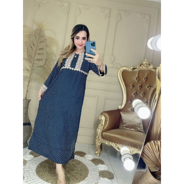 DASTER ARAB LENGAN PANJANG | LONGDRESS ARAB RENDA | DASTER BUSUI RESLETING DEPAN | DASTER ARAB LENGA