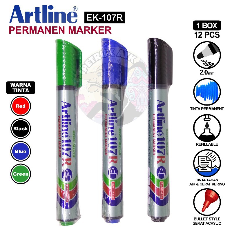 

[PCS] SPIDOL PERMANEN ARTLINE EK-107R PERMANENT MARKER HITAM / BIRU / MERAH / HIJAU*