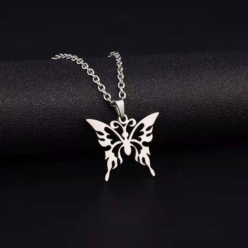 Kalung Liontin Butterfly Bahan Titanium Steel Gaya Korea Untuk Unisex  - ol