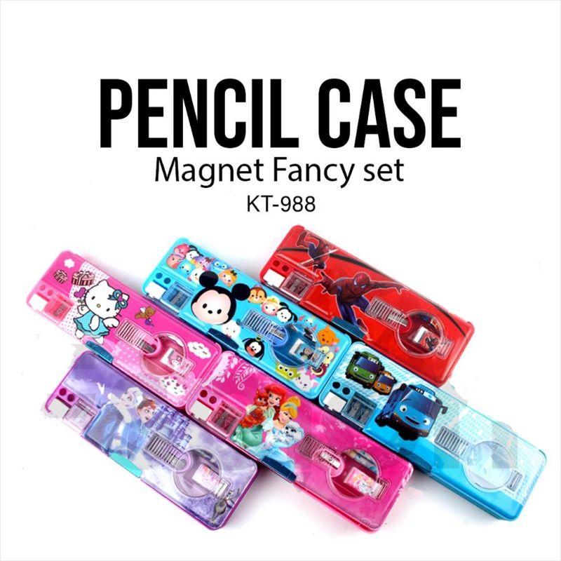 

Kotak/tempat/tepak Pensil Magnet Full SET Fancy Karakter /stasionary set KT 988
