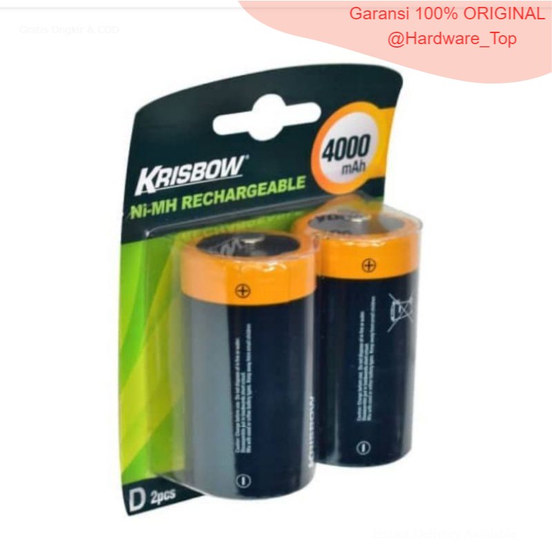 Krisbow Set Baterai Rechargeable Size D 4000 Mah 2PCS