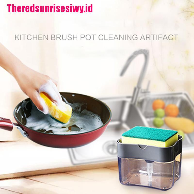 2 In 1 Rak Holder Dispenser Sabun Cair Model Tekan Bahan ABS Spons Untuk Dapur