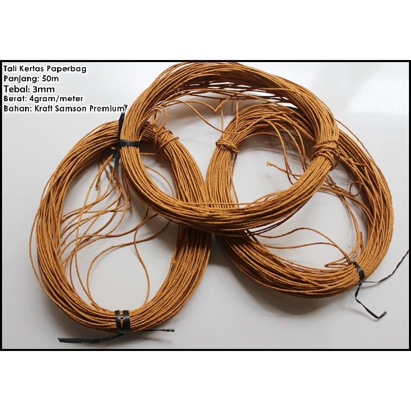 

Paper Rope Tali Kertas Rami Untuk Paper Bag Tas Kantong Paperbag Goodie Bag 3mm Kraft Samson