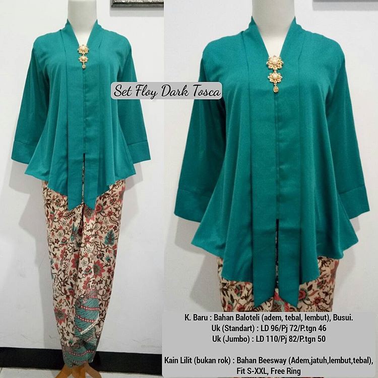 Setelan Kebaya Modern Floy Kutu baru Dark Tosca