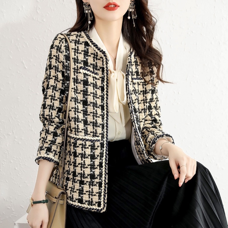 [ Korean Blazer Series ] Blazer / Vest / Outer / Rompi Houndstooth Tweed Casual Formal Premium