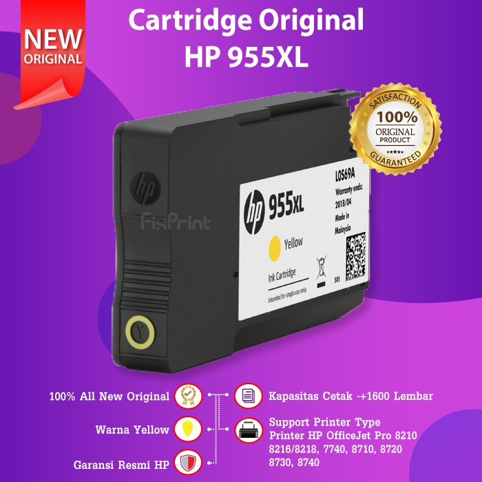 Cartridge Original HP 955XL 955 XL Tinta Printer 8210 8216 7740 8720