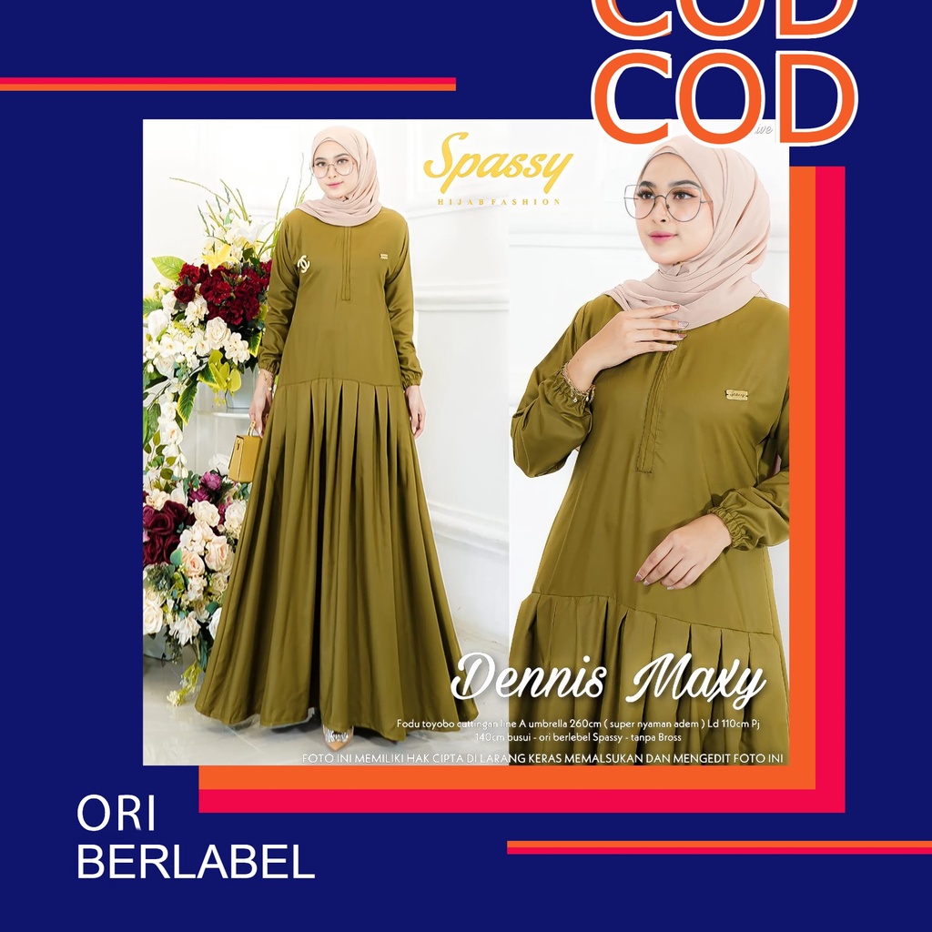 Dennis Maxy Ori by Spassy Gamis Maxi Dress Bahan Katun Toyobo Fodu LD 110 PB 140