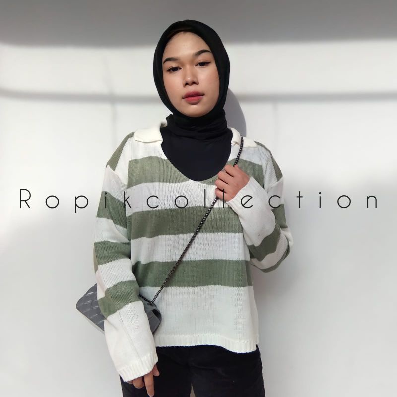 Danira Crop/Top Rajut Brandet strip