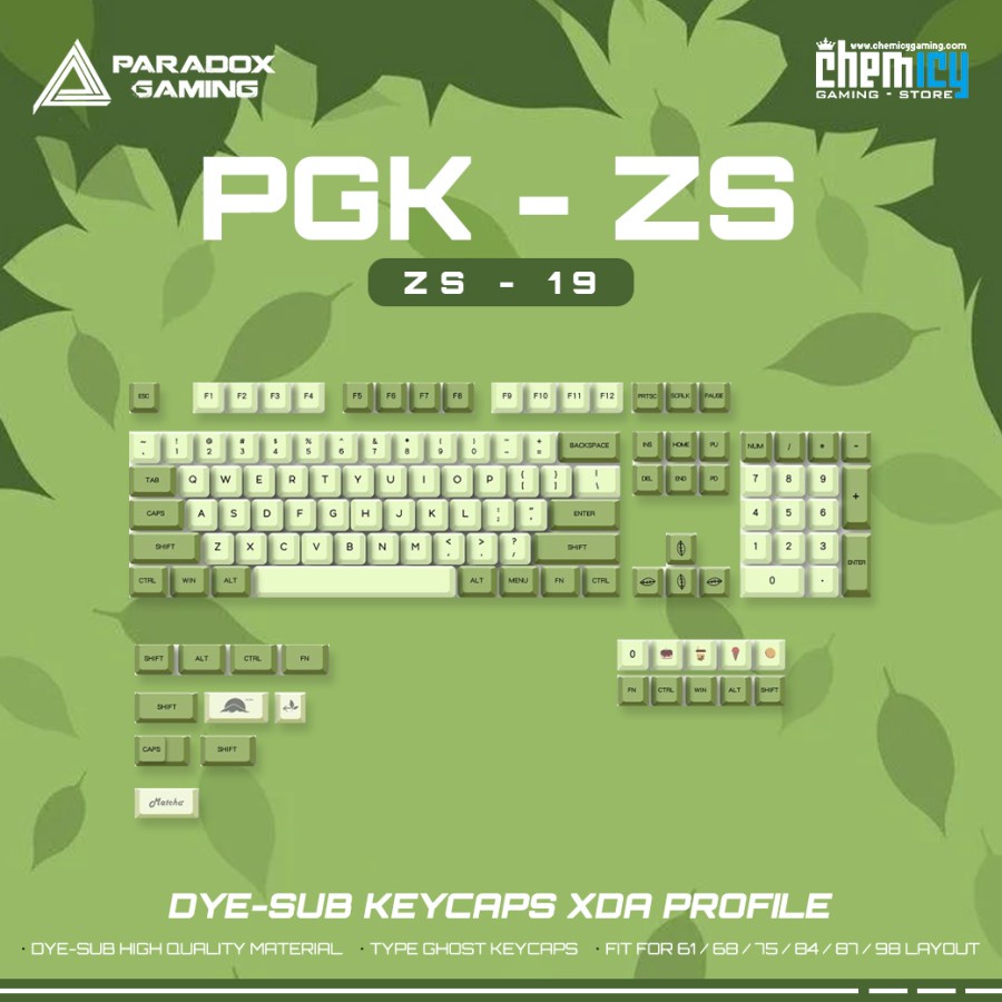 Paradox Gaming ZS-19 / ZS19 Dye-sub Keycaps 124 set XDA Profile