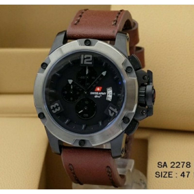 Jam Tangan Swiss Army 2278 Original Tali Kulit - Jam Tangan Pria Original Swiss Army 2287 M