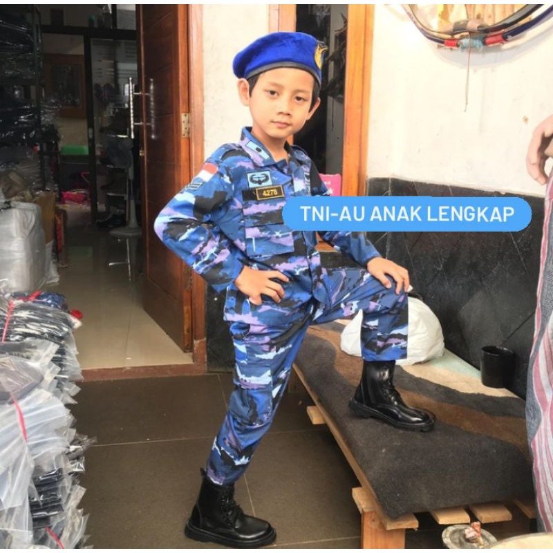 BAJU SERAGAM KARNAVAL TNI-AU LORENG ANAK LENGKAP