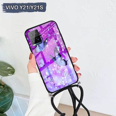 [A33] Softcase Glass Kaca Camera Protect +Tali Vivo Y21 2021 Y21S /Casing Handphone Vivo Y21 2021 Y2