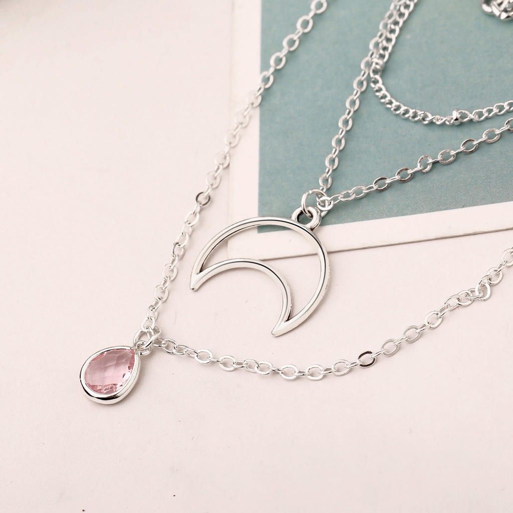 Kalung Rantai Multilayer Liontin Gembok Aksesoris Hijab Fashion Wanita Korean Style Layered Necklace Part 2-5