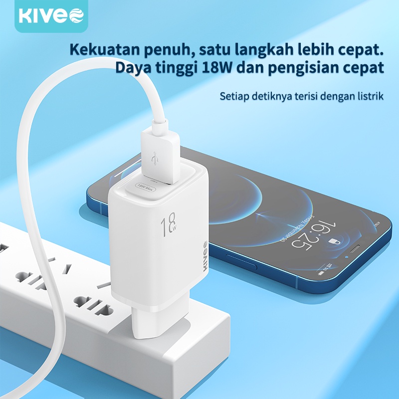KIVEE charger oppo xiaomi Samsung fast charging 18w Quick 3.0 kepala charger original Wall Charger 3.1A 1 tahun garansi-6