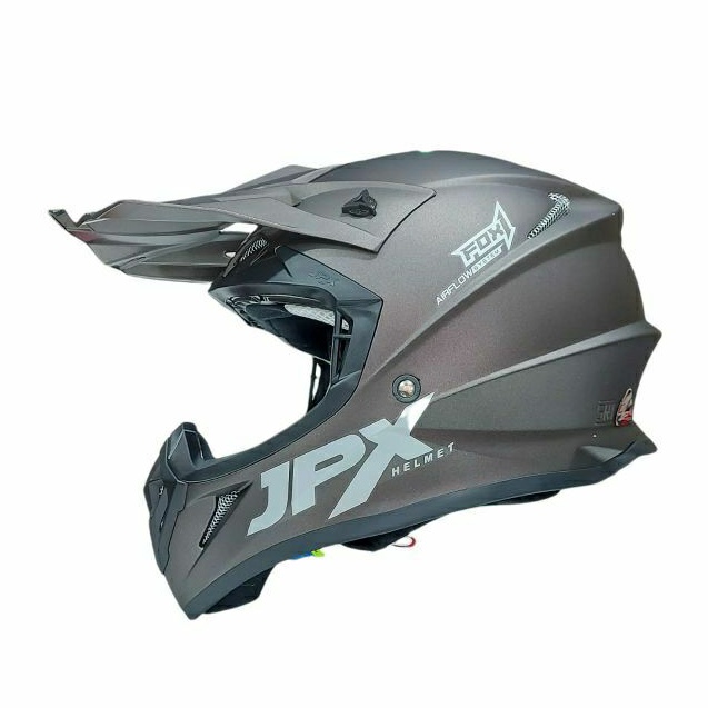 Helm JPX CROSS FOX1 Solid Abu Doff Original SNI TRAIL