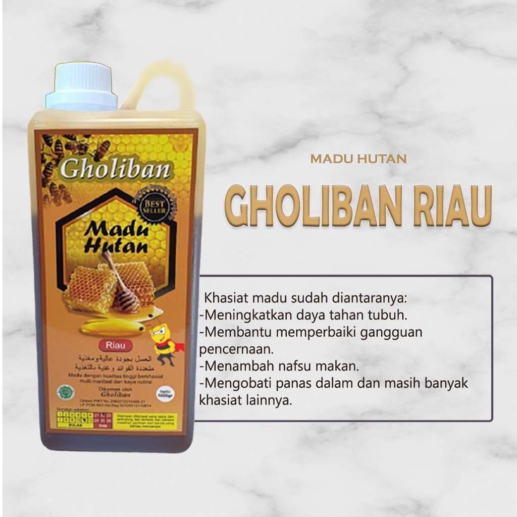 

MADU HUTAN GHOLIBAN 1 KG RIAU BOTOL TIMBUL KEMASAN GHOLIBAN ASLI BISA COD