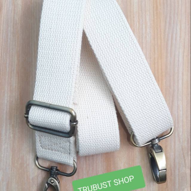 Tali tas slempang slendang stap bag 3,8cm bahan katun warna broken white