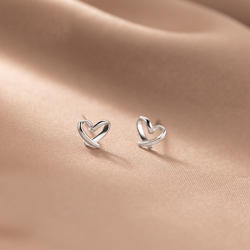 Anting Tusuk Sterling Silver 925 Desain Hati Kecil Untuk Wanita