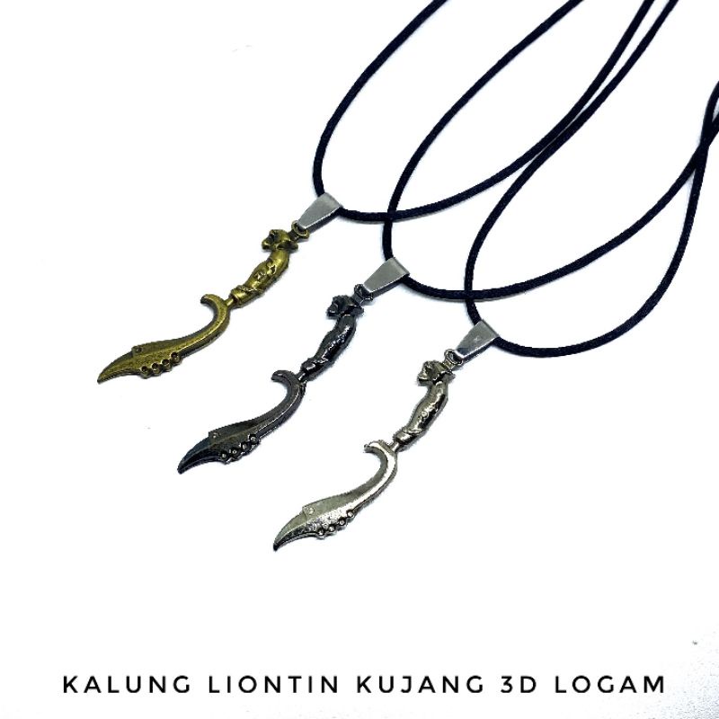 Kalung Tali Liontin Kujang Titanium 3 Dimensi Logam Pria Unisex Adjustable Necklace Cowo